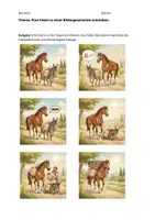 Vorschau - Klassenarbeiten - Eine Fabel zu einer Bildergeschichte schreiben - Klassenarbeit mit Bewertungsbogen zu "Der Esel und das Pferd" - Seite 1