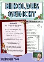 Vorschau - Arbeitsblätter - Nikolaus Gedicht (+ Arbeitsblatt) - Deckblatt