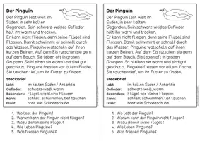 Vorschau - Arbeitsblätter - Der Pinguin für Hefteinträge - 3x differenziert | Leseverständnis Klasse 1 + 2 - Seite 2