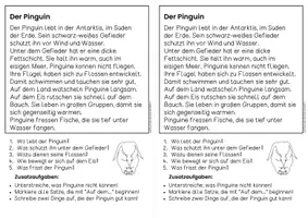 Vorschau - Arbeitsblätter - Der Pinguin für Hefteinträge - 3x differenziert | Leseverständnis Klasse 1 + 2 - Seite 3