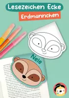 Vorschau - Mal- und Bastelvorlagen - Lesezeichen Ecke – Erdmännchen - Deckblatt