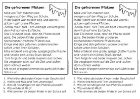 Vorschau - Arbeitsblätter - Winter - verlorener Schal, Wintertag bei Oma, gefrorene Pfützen für Hefteinträge | Leseverständnis Klasse 1 & 2 - Seite 3