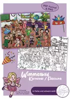 Vorschau - selbst erstellte Cliparts/Grafiken - Wimmelbild Karneval / Fasching- in Farbe und Sw - Deckblatt