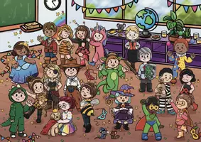 Vorschau - selbst erstellte Cliparts/Grafiken - Wimmelbild Karneval / Fasching- in Farbe und Sw - Seite 3