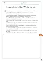 Vorschau - Arbeitsblätter - Lesemalblatt zum Winter / Leseförderung - Seite 1