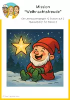 Vorschau - Arbeitsblätter - Lesespaziergang Weihnachten – 12 Stationen, 2 Niveaustufen, Klasse 3 - Deckblatt