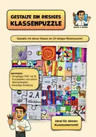 Vorschau - Stundenentwürfe - Klassenpuzzle als Gemeinschaftsprojekt (25 Teile) | Druckvorlagen A4 & A3 | PDF - Deckblatt