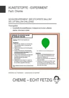 Vorschau - Arbeitsblätter - Schülerexperiment: Der stichfeste Luftballon / Elastomer - Deckblatt