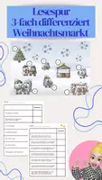 Vorschau - Arbeitsblätter - Lesespur (3-fach diff.) - Wimmelbild & Leseblätter (inkl. Lösung) - Weihnachtsmarkt - Deckblatt