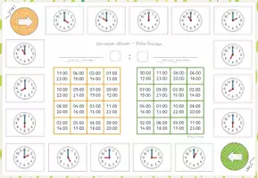 Vorschau - Spiele - Uhrzeiten, 6x Bingo, Klasse 1-2, Uhr: Volle Stunden, Halbe Stunden Viertelstunden- differenziert! - Seite 1