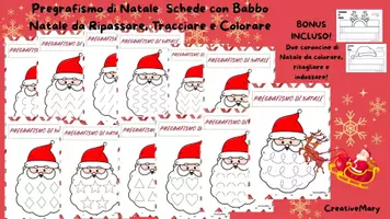 anteprima - Altro tipo di materiale - Pregrafismo di Natale.Schede con Babbo Natale da Ripassare, Tracciare e Colorare - Pagina di copertina
