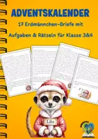 Vorschau - Text - Adventskalender Klasse 3/4 – 24 Weihnachtsbriefe mit Erdmännchen Lilo | Weihnachten im Klassenzimmer - Deckblatt