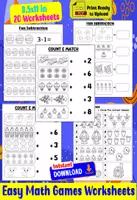 Aperçu - Apprentissages en autonomie - Easy Math Games Worksheets - Page de couverture