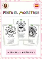 Vista previa - Hojas de trabajo - Pinta el monstruo MINÚSCULAS - Portada