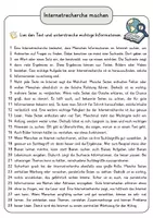 Vorschau - Arbeitsblätter - Internetrecherche machen Lesetext mit Fragen + Lösungen Leseverstehen Wortspeicher didaktische Reserve Lesen Leseverständnis - Seite 3