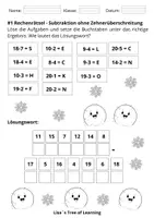 Vorschau - Arbeitsblätter - Mathematik – Rechenrätsel Winter: Subtraktion im ZR 20 (Klasse 1/2) - Seite 1