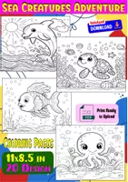 Aperçu - Matériel pour travaux manuels / dessin - Sea Creatures Coloring Pages Adventure - Page de couverture