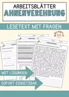 Vorschau - Arbeitsblätter - Ahnenverehrung Religion Arbeitsblätter mit Fragen + Lösungen Lesetext - Deckblatt