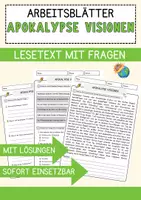 Vorschau - Arbeitsblätter - Apokalypse Visionen Religion Arbeitsblätter mit Fragen + Lösungen Lesetext - Deckblatt