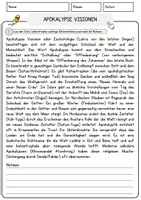 Vorschau - Arbeitsblätter - Apokalypse Visionen Religion Arbeitsblätter mit Fragen + Lösungen Lesetext - Seite 1