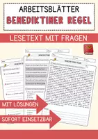 Vorschau - Arbeitsblätter - Benediktiner Regel Religion Arbeitsblätter mit Fragen + Lösungen Lesetext - Deckblatt