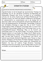 Vorschau - Arbeitsblätter - Dogmatik Studium Religion Arbeitsblätter mit Fragen + Lösungen Lesetext - Seite 1