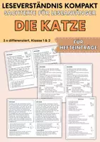 Vorschau - Arbeitsblätter - Die Katze - Sachtexte | Haustiere - für Hefteinträge - Leseverständnis Klasse 1 & 2 - Deckblatt
