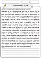 Vorschau - Arbeitsblätter - Gerechtigkeit Ethik Religion Arbeitsblätter mit Fragen + Lösungen Lesetext - Seite 1