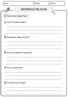 Vorschau - Arbeitsblätter - Greenpeace Religion Religion Arbeitsblätter mit Fragen + Lösungen Lesetext - Seite 3