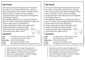 Vorschau - Arbeitsblätter - Der Hund - Sachtexte | Haustiere - für Hefteinträge - Leseverständnis Klasse 1 & 2 - Seite 2