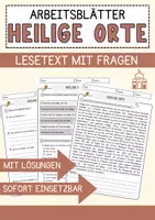 Vorschau - Arbeitsblätter - Heilige Orte Religion Arbeitsblätter mit Fragen + Lösungen Lesetext - Deckblatt