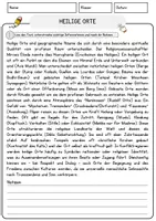 Vorschau - Arbeitsblätter - Heilige Orte Religion Arbeitsblätter mit Fragen + Lösungen Lesetext - Seite 1
