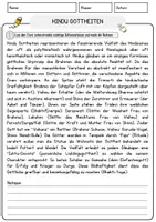 Vorschau - Arbeitsblätter - Hindu Gottheiten Religion Arbeitsblätter mit Fragen + Lösungen Lesetext - Seite 1