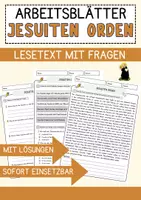 Vorschau - Arbeitsblätter - Jesuiten Orden Religion Arbeitsblätter mit Fragen + Lösungen Lesetext - Deckblatt
