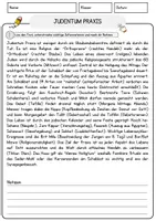 Vorschau - Arbeitsblätter - Judentum Praxis Religion Arbeitsblätter mit Fragen + Lösungen Lesetext - Seite 1