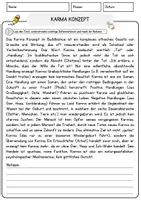 Vorschau - Arbeitsblätter - Karma Konzept Religion Arbeitsblätter mit Fragen + Lösungen Lesetext - Seite 1