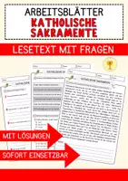 Vorschau - Arbeitsblätter - Katholische Sakramente Religion Arbeitsblätter mit Fragen + Lösungen Lesetext - Deckblatt
