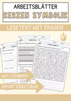 Vorschau - Arbeitsblätter - Kerzen Symbolik Religion Arbeitsblätter mit Fragen + Lösungen Lesetext - Deckblatt