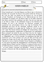 Vorschau - Arbeitsblätter - Kerzen Symbolik Religion Arbeitsblätter mit Fragen + Lösungen Lesetext - Seite 1