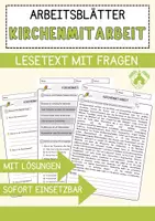 Vorschau - Arbeitsblätter - Kirchenmitarbeit Religion Arbeitsblätter mit Fragen + Lösungen Lesetext - Deckblatt