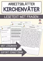 Vorschau - Arbeitsblätter - Kirchenväter Religion Arbeitsblätter mit Fragen + Lösungen Lesetext - Deckblatt