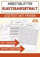 Vorschau - Arbeitsblätter - Klosteraufenthalt Religion Arbeitsblätter mit Fragen + Lösungen Lesetext - Deckblatt