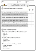 Vorschau - Arbeitsblätter - Klosterleben Alltag Religion Arbeitsblätter mit Fragen + Lösungen Lesetext - Seite 2