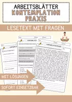 Vorschau - Arbeitsblätter - Kontemplation Praxis Religion Arbeitsblätter mit Fragen + Lösungen Lesetext - Deckblatt