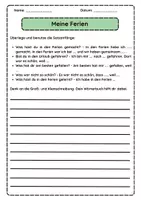 Vorschau - Arbeitsblätter - Meine Ferien - mit Satzanfängen! - Deckblatt