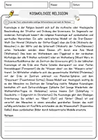 Vorschau - Arbeitsblätter - Kosmologie Religion Religion Arbeitsblätter mit Fragen + Lösungen Lesetext - Seite 1