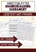 Vorschau - Arbeitsblätter - Krankensalbung Sakrament Religion Arbeitsblätter mit Fragen + Lösungen Lesetext - Deckblatt