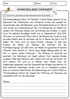 Vorschau - Arbeitsblätter - Krankensalbung Sakrament Religion Arbeitsblätter mit Fragen + Lösungen Lesetext - Seite 1