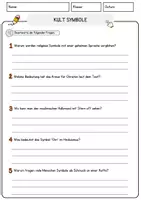 Vorschau - Arbeitsblätter - Kult Symbole Religion Arbeitsblätter mit Fragen + Lösungen Lesetext - Seite 3