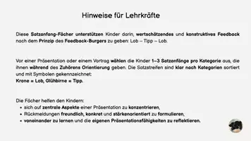 Vorschau - Fördermaterial/Inklusion - Wertschätzung durch Peer - Feedback: Satzanfängefächer - Seite 1